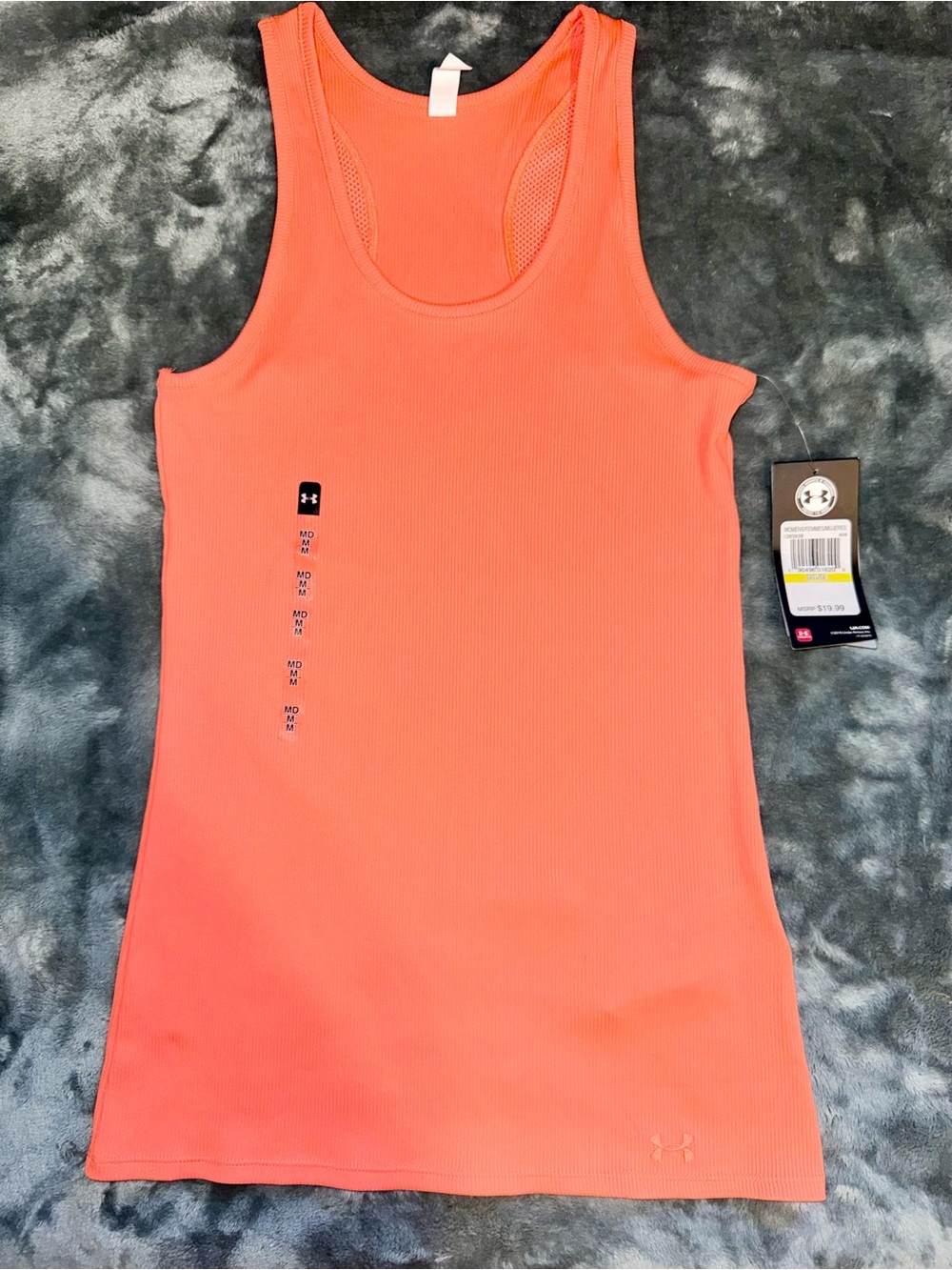 Under Armour Coral/orange Ribbed Heat gear Tank Top